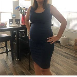 Navy blue tank ruched dress/ good condition/